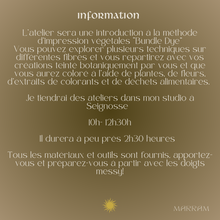 BUNDLE DYE WORKSHOP - Saturday 3 January 10h00