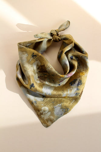 Botanically dyed silk scarf
