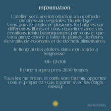 BUNDLE DYE WORKSHOP - Samedi 25 Août 10h00